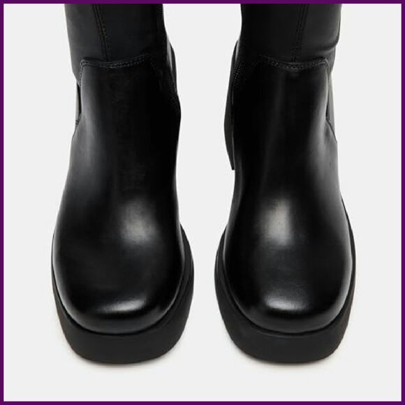 Knee High Boots Square Toe Chunky Heel Pull On Side Zipper Fall Winter - Picture 8 of 8